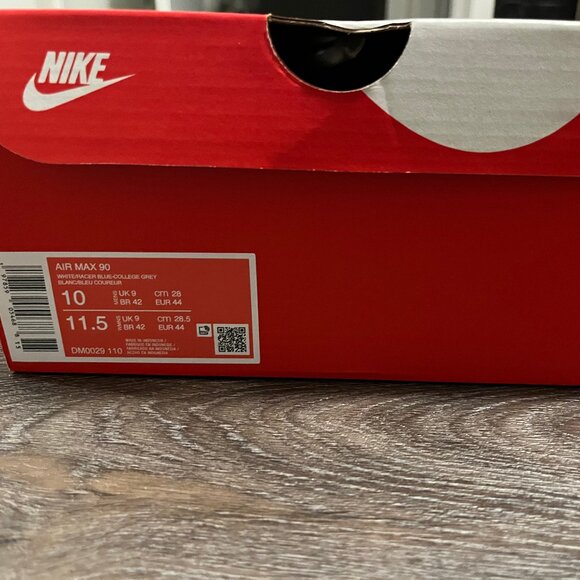 Nike Air Max 90 White/Racer Blue-College Grey Shoe Box Only! Size 10 - Picture 1 of 3